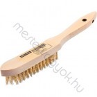 Drótkefe 5 soros rezezett acélból fa nyéllel - 1 db