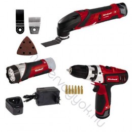 Einhell TE-TK 12 Li Akkus Gépszett, Multimaxxgép +fúró-csavarozógép +LEDlámpa +BIT +2db Li-Ion akku