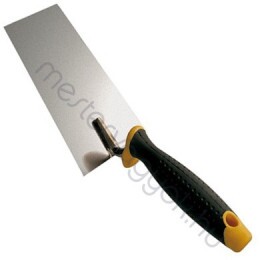 Kőműves kanál rozsdamentes acélból 14x8cm, kétkomponensű gumírozott nyéllel