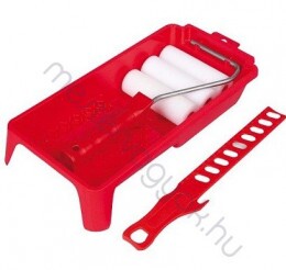 Lakkozó készlet 3db szivacshengerrel műanyag tálcával, 6dbos festő mázoló készlet