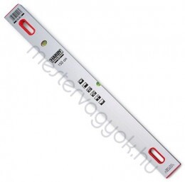 Ölesléc erősített alumínium profilból, 2 libella + műanyag markolattal, alu lehúzóléc