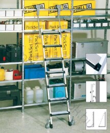 Zarges Comfortstep Trec LH Z600 Gurulós polclétra csavarozott lépcsők használati oldalon párnázott éllel