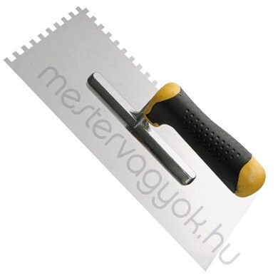 Acélsimító 10mm-es fogazott rozsdamentes guminyelű glettvas 28x12cm - 1 db