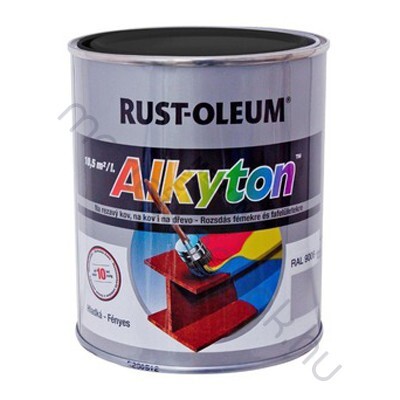 Alkyton fémfesték fényes, fedő és korroziógátló alapozó egyben - Fekete RAL 9005 / 0.75 liter