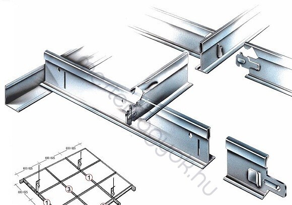 COGI Kazettás Álmennyezet Főtartó, Fióktartó 15x38mm-es tartószerkezet 600x600mm-es laphoz - 0.6 m hosszú