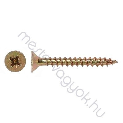 Forgácslap csavar süllyesztett 6mm átmérővel PZ fejjel, rezezett - 6x 40 mm