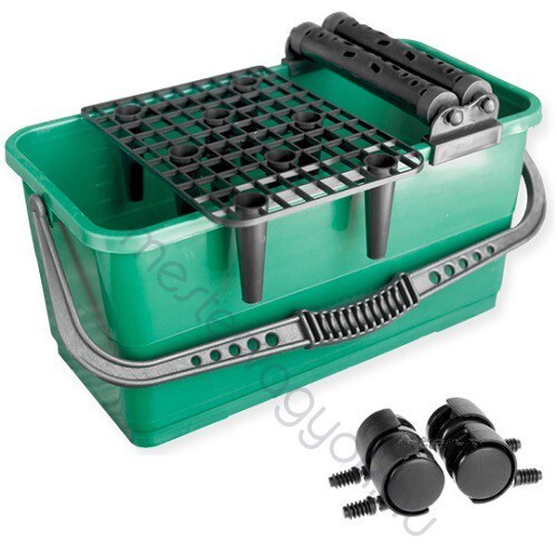 Burkolóvödör, fugázóvödör kerékkel, dupla görgővel, ráccsal 24 literes - Világos szürke / 1 db