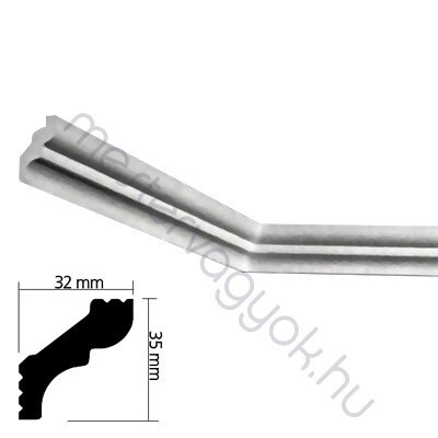 Díszléc 035 35mmx35mm beltéri stukkó sarokprofil polisztirolból 2m/db - Fehér / 1 db