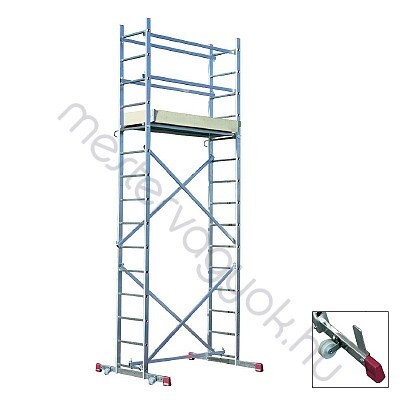 Krause Corda szerelőállvány 5m munkamagasságig 1.5x0.52m-es járólappal, 2db 15 fokos létraelemmel - 1 db