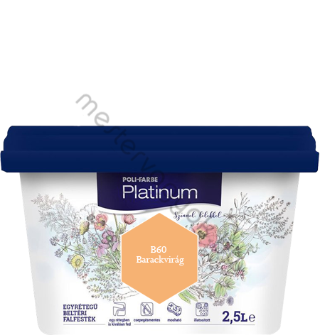 Polifarbe Platinum egyrétegű beltéri színes diszperziós falfesték - B60 Barackvirág / 2.5 liter