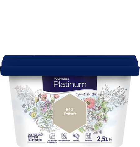 Polifarbe Platinum egyrétegű beltéri színes diszperziós falfesték - E40 Ezüstfa / 2.5 liter