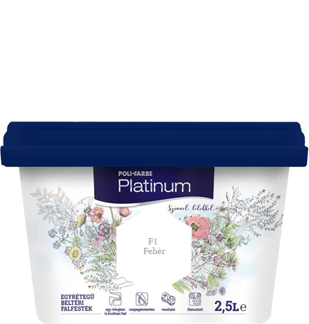 Polifarbe Platinum egyrétegű beltéri színes diszperziós falfesték - F10 Fehér / 2.5 liter