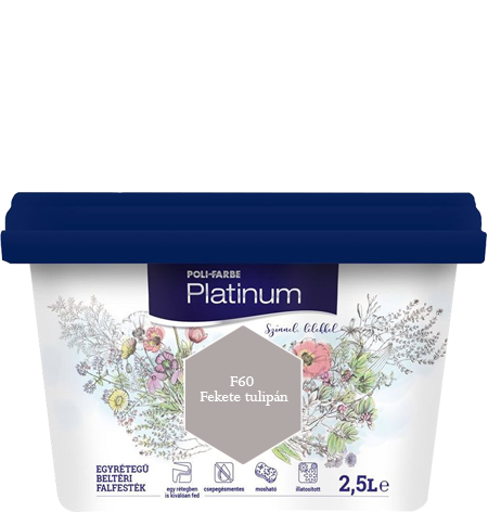 Polifarbe Platinum egyrétegű beltéri színes diszperziós falfesték - F60 Fekete Tulipán / 2.5 liter