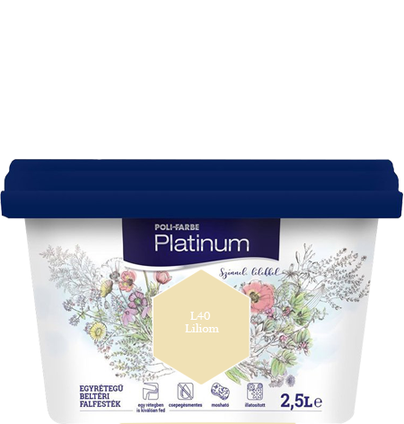 Polifarbe Platinum egyrétegű beltéri színes diszperziós falfesték - L40 Liliom / 2.5 liter