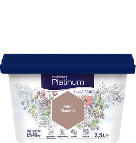 Polifarbe Platinum egyrétegű beltéri színes diszperziós falfesték - M60 Mandula / 2.5 liter
