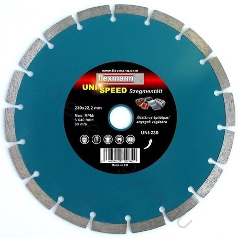 Gyémánt  UniSpeed 230mm-es Szegmentált vágótárcsa, beton, vasbeton vágáshoz - 1 db