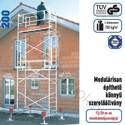 Ingyenes szállítás Zarges Modulmaster 1T Z300 Zaletta alumínium gurulóállvány - 12.2 m munkamagasság